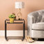 Cyani Metal Black Nesting Table For Living Room Furniture, Nest of Tables with Glass Top, End Table
