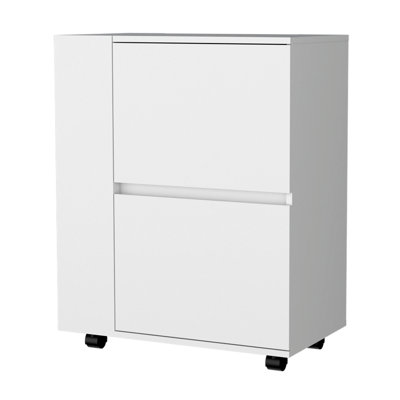 White 2-Cabinet Bar Cart