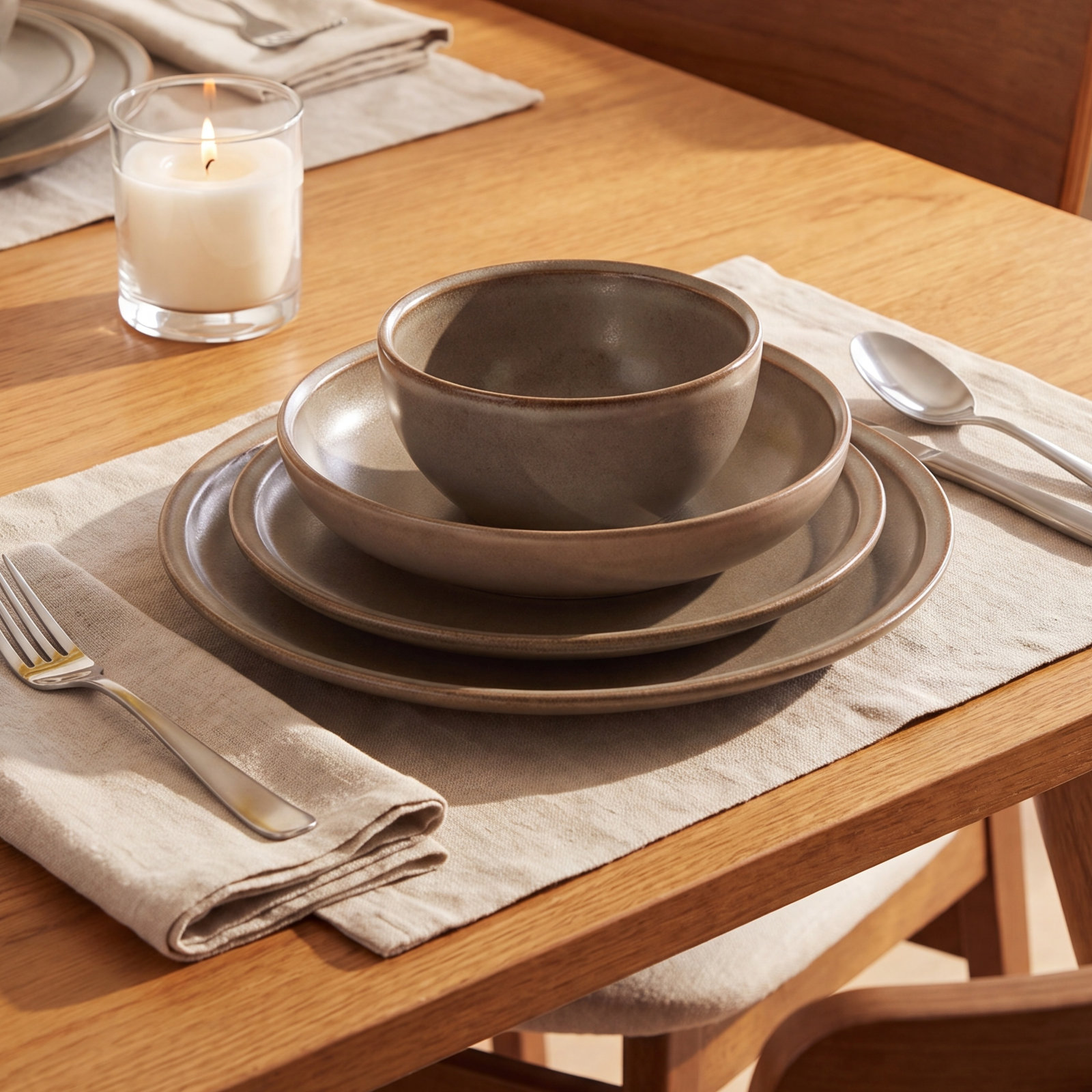 Beckett Stoneware Dinnerware Set, Gray