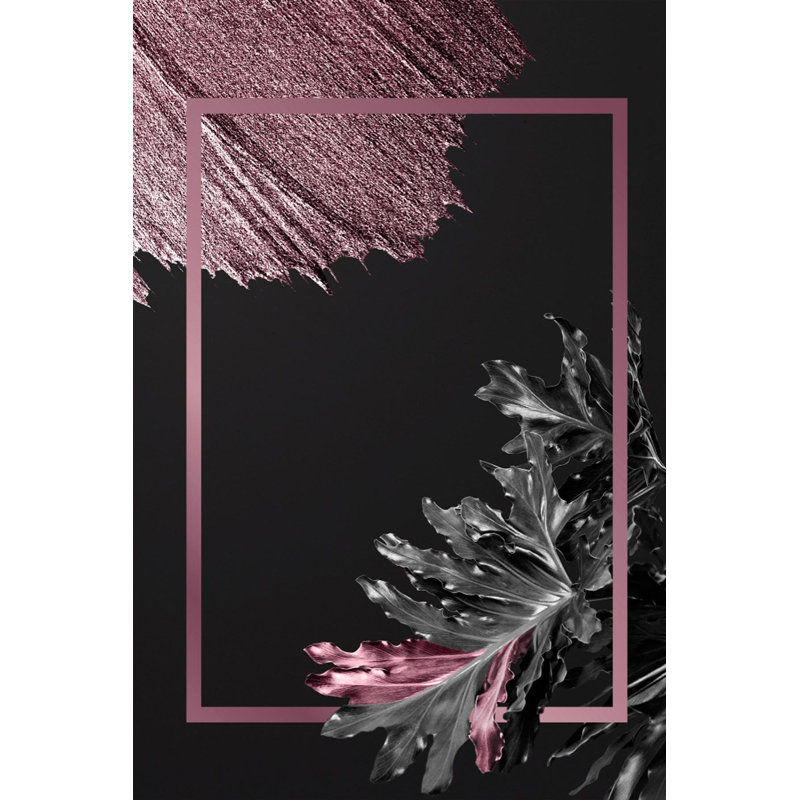 Petras Toile Machine Made Flatweave Polyester Area Rug in Black/Pink, Rectangle 3'11" x 5'11"