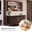 Meuble-lavabo autoportant en bois d'hévéa brun et blanc 44,09 po avec miroir-305548435