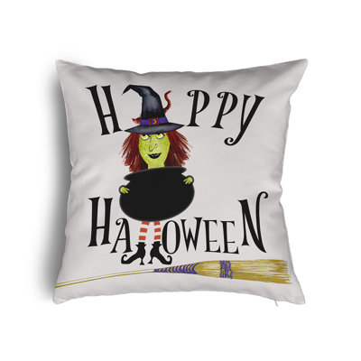 Happy Halloween Witch Accent Pillow with Insert