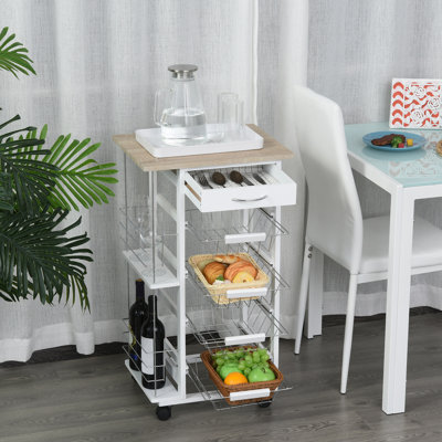 Homcom Solid Wood Top Kitchen Island