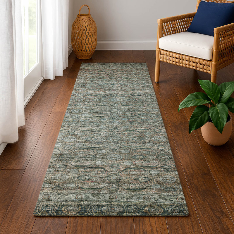 Premium Machine Washable Lubbers AMF1762 Border Rug, Runner 2'3" x 7'6"