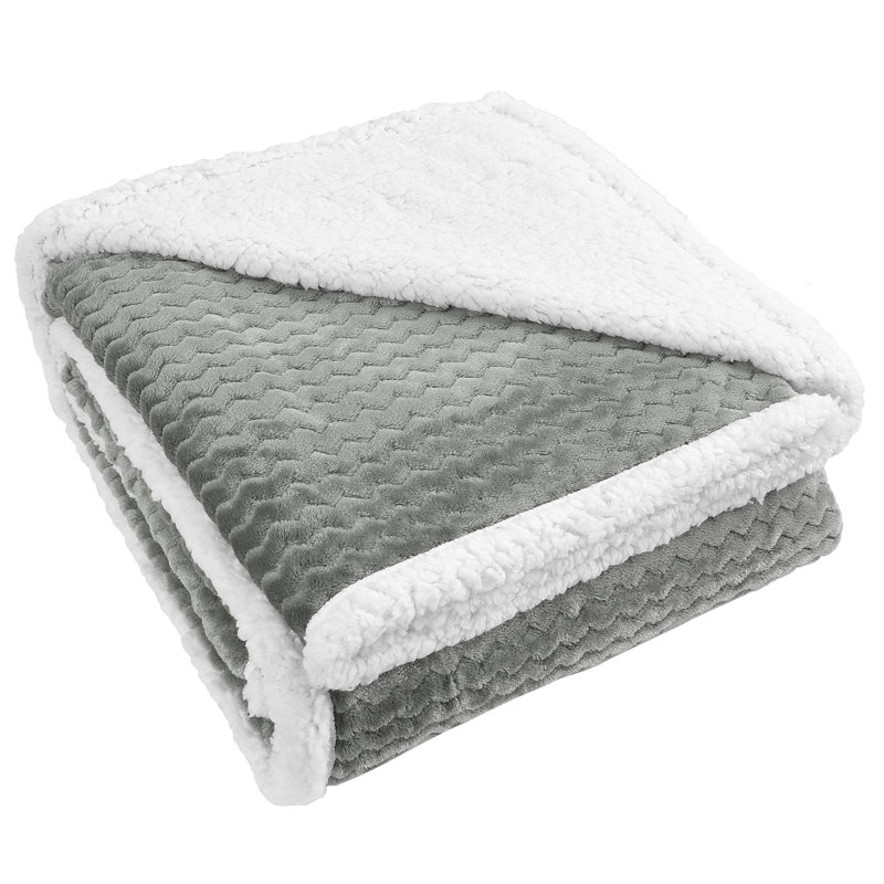 Jeté en sherpa, doudou moelleux et moelleux pour canapé, gris