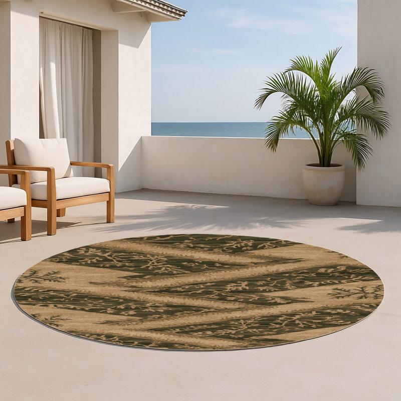 Tapis d'intérieur et d'extérieur brun Nature, Rond 5 pi