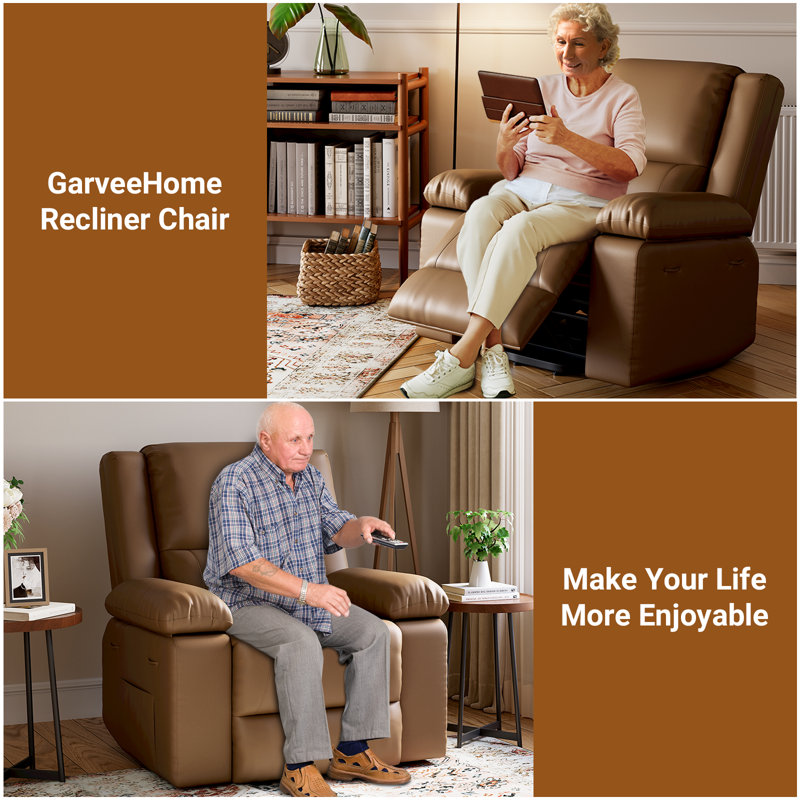 Power Lift Recliner Chair with Massage and Heat, Electric PU Leather Reclining Chair for Elderly, Power Sofa Chair for Living Room or Bedroom