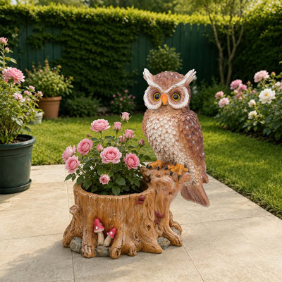 Pot de fleurs sur une branche Whimsical Owl - Pot de fleurs durable en polyrésine pour décoration intérieure et extérieure