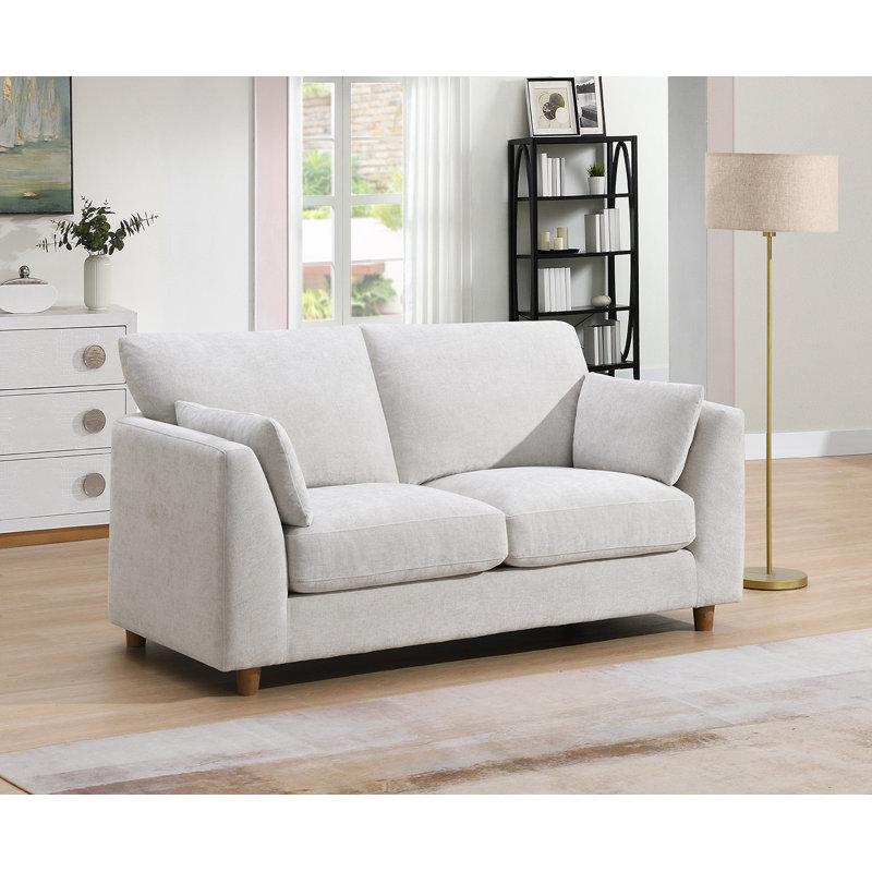 Anna Woven Fabric Upholstered Sofa, Pearl, 2