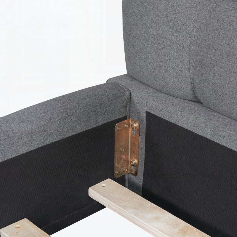 Lit plateforme tapissier avec tissu épais, Gris