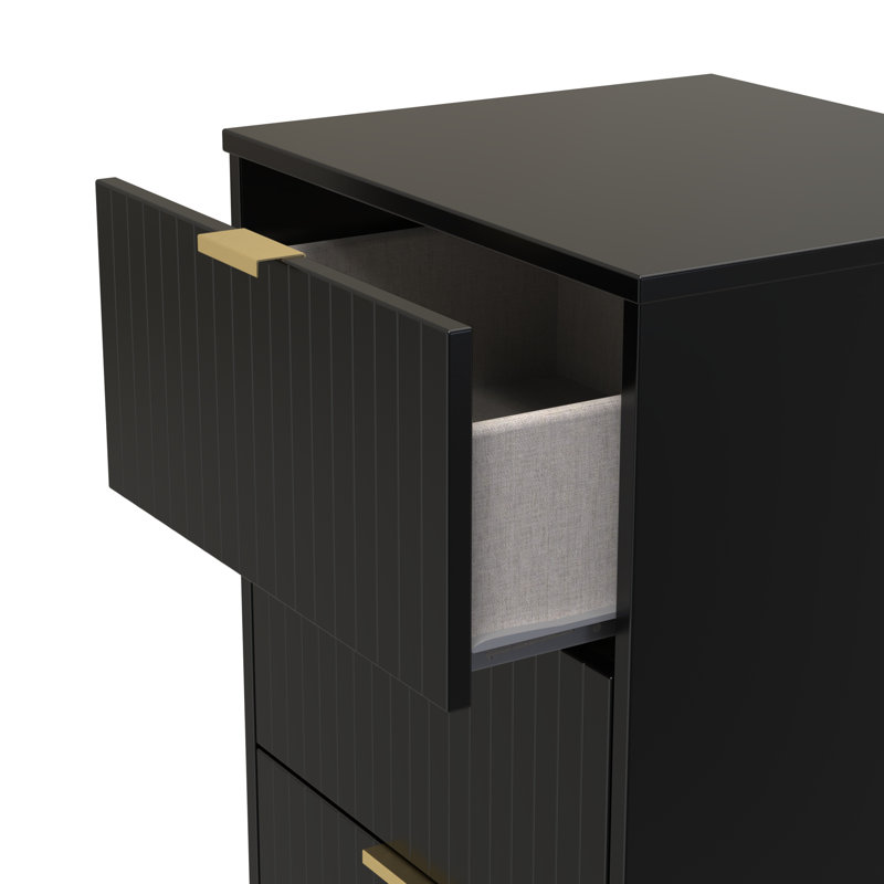 Barriner Bedside Table, Deep Black/Black Matt