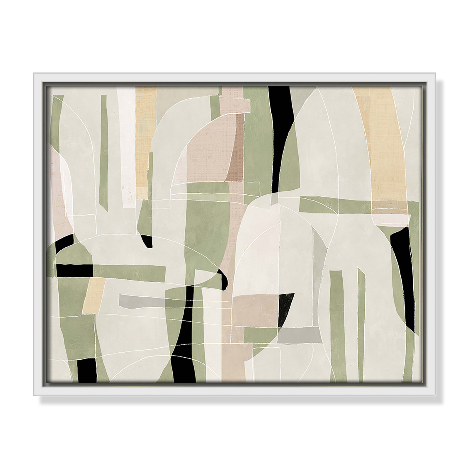 Sunny Barcelona - Floater Frame Canvas, 15.5" W x 12.5" H, White