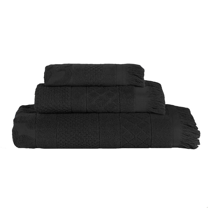 Serviette de bain Rolla, Noir, noir, noir, noir, Ensemble de serviettes 3 pièces