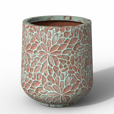 13 in. Medium Muted Teal(Enhanced Interior) Concrete Round Planter / Pot with Drainage Holes