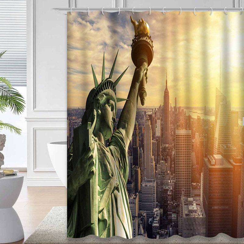 Rideau de douche Manhattan avec 12 crochets Manhattan New York Skyline Skyscrapers, L 72 po x l 72 po