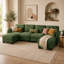 Canapé d'angle Channell 4 places en forme de U, capitonné, avec 2 poufs amovibles, canapé modulable moderne et minimaliste, revêtement Thickille, mousse haute résilience, assise matelassée-794504485
