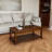 110"Retro brown coffee table made of solid wood