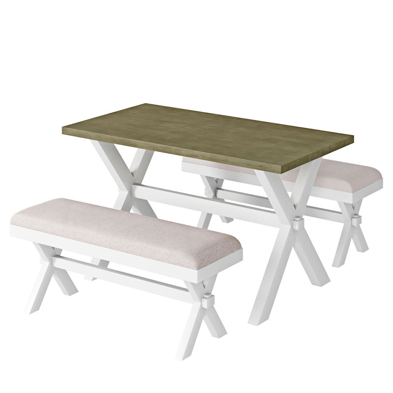 Ensemble de salle à manger rectangulaire L 45,5 po x l 29,6 po Verlia, Gris / vert, Blanc