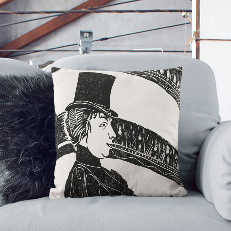 Lady in the Box Scatter Cushion with Filling, 40cm H x 40cm W x 15cm D, Black