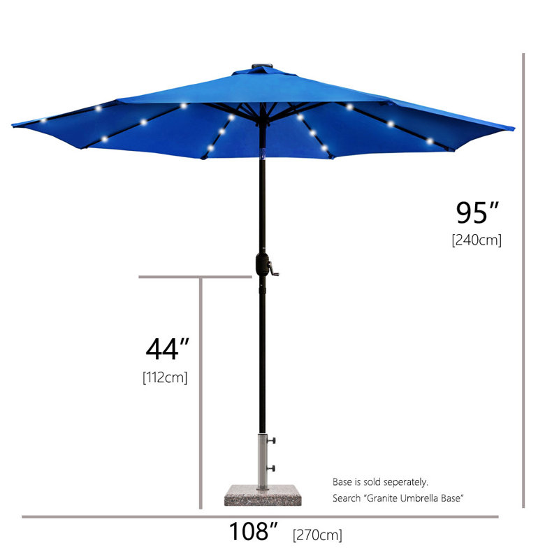 Parasol de marché éclairé 8 pi 9 po, Bleu