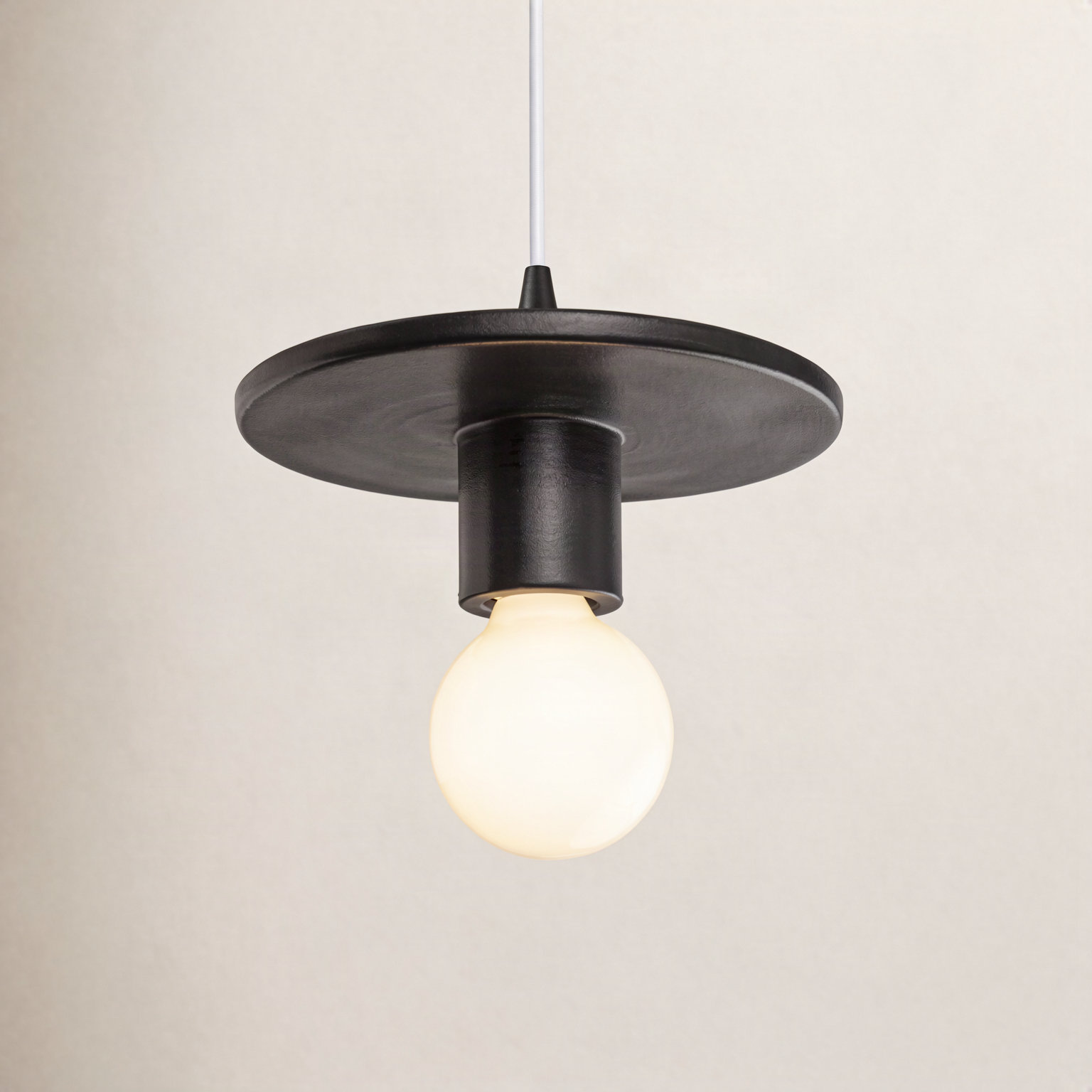 Leni Single Light Ceramic Dimmable Pendant, Carbon Matte Black, Matte Black