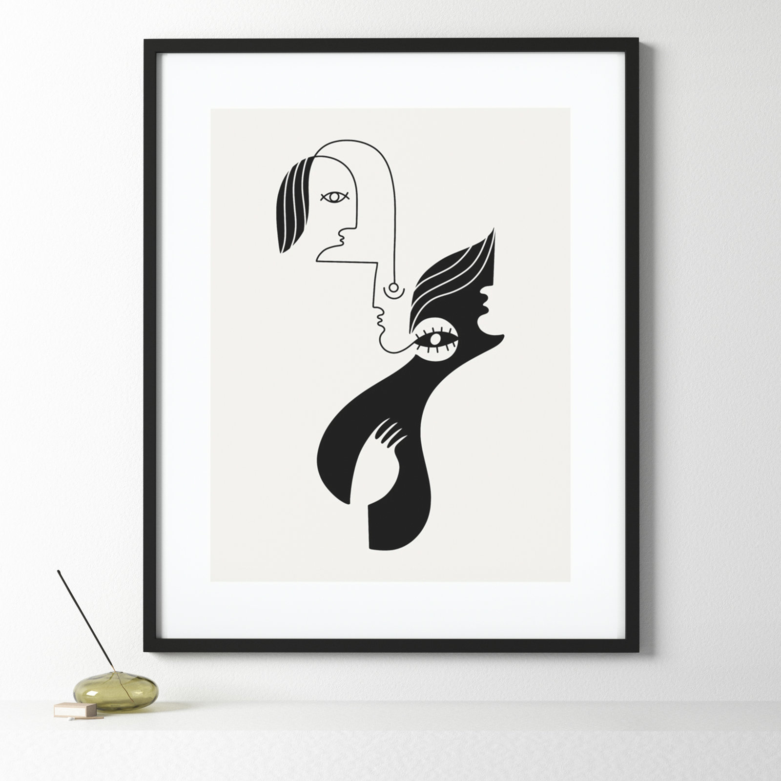 Past Life Print by Shatha Al Dafai, 41.38" H x 33.38" W x 0.875" D, Noir Black Framed
