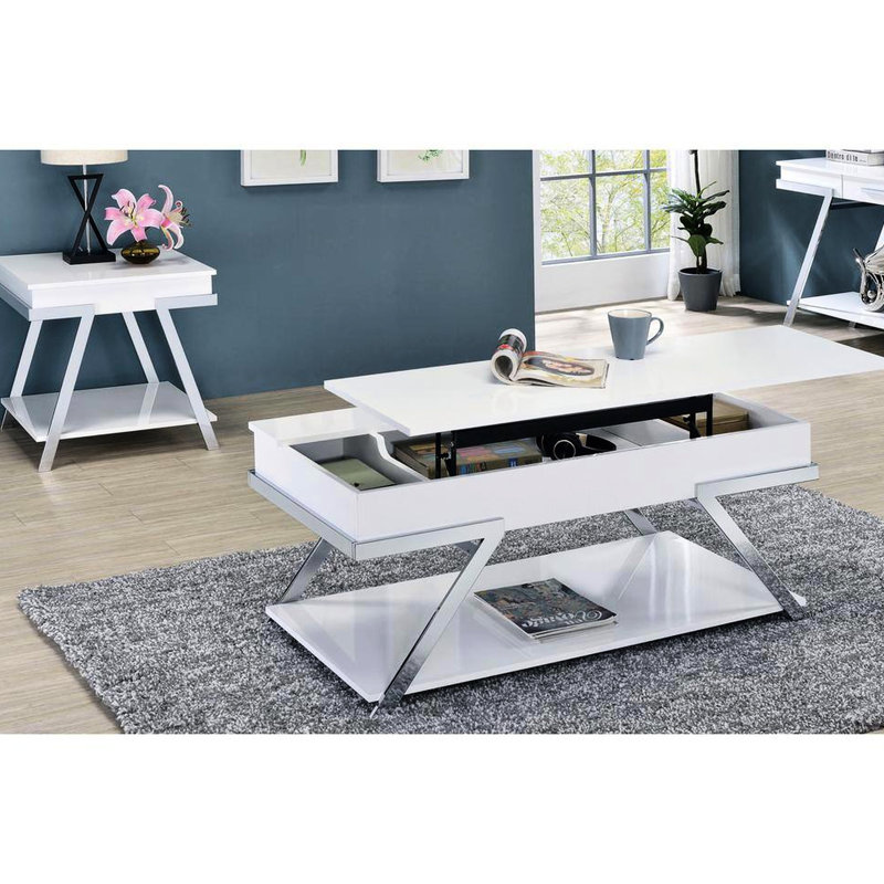 Rectangular Console Table With And Open Storage Function High Gloss Finish Legs