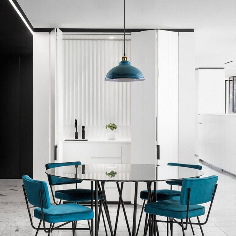 Trabelsi 17cm H Metal Dome Lamp Shade, Cyne Blue