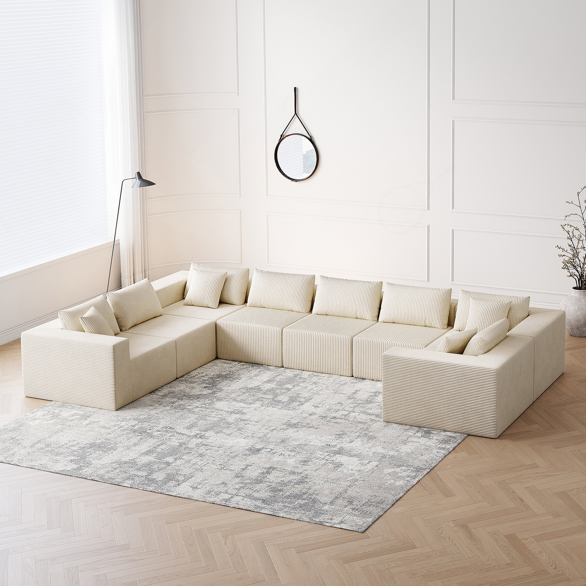 Latitude Run® 188-Inch Corduroy Modular L Shaped Sectional Sofa,Luxury ...