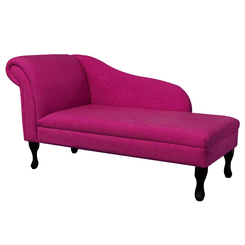 Upholstered Chaise Lounge, Left-Arm Chaise, Pink
