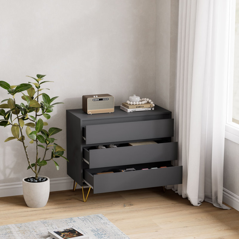 Almaas 81.5cm W 3 - Drawer Chest of Drawers, Grey