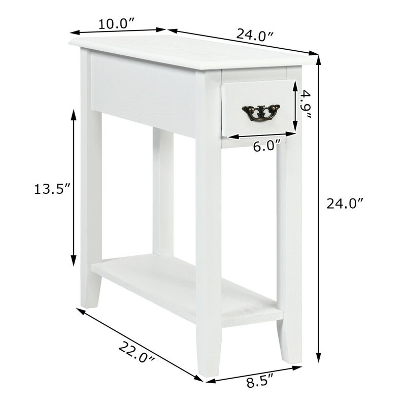 Lewallen End Table with Storage, White