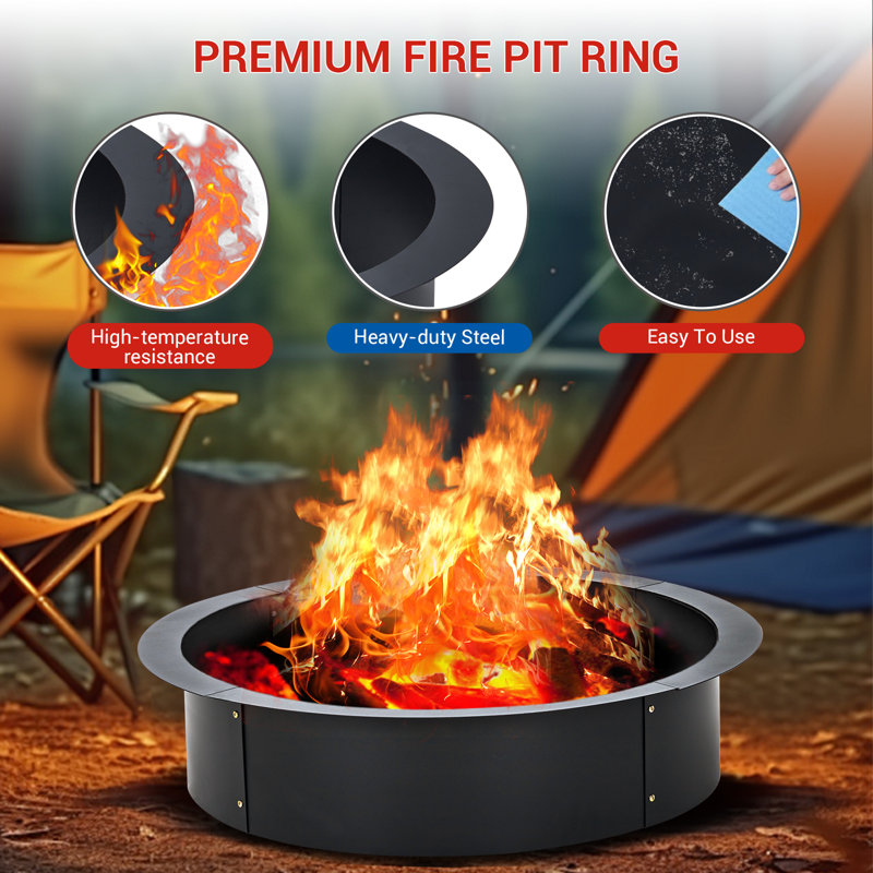 42 Inch Smokeless Fire Pit, Round Wood Burning Fire Pits, Heavy Duty Firepits with Poker for Backyard, Bonfire, Outdoor 2.5mm Thickness Steel Black for Camping, BBQ