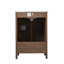 Meuble-lavabo simple de 24 pouces avec lavabo en céramique, portes texturées et pieds en pin, rangement à 1 tiroir et porte à fermeture en douceur-1525873796