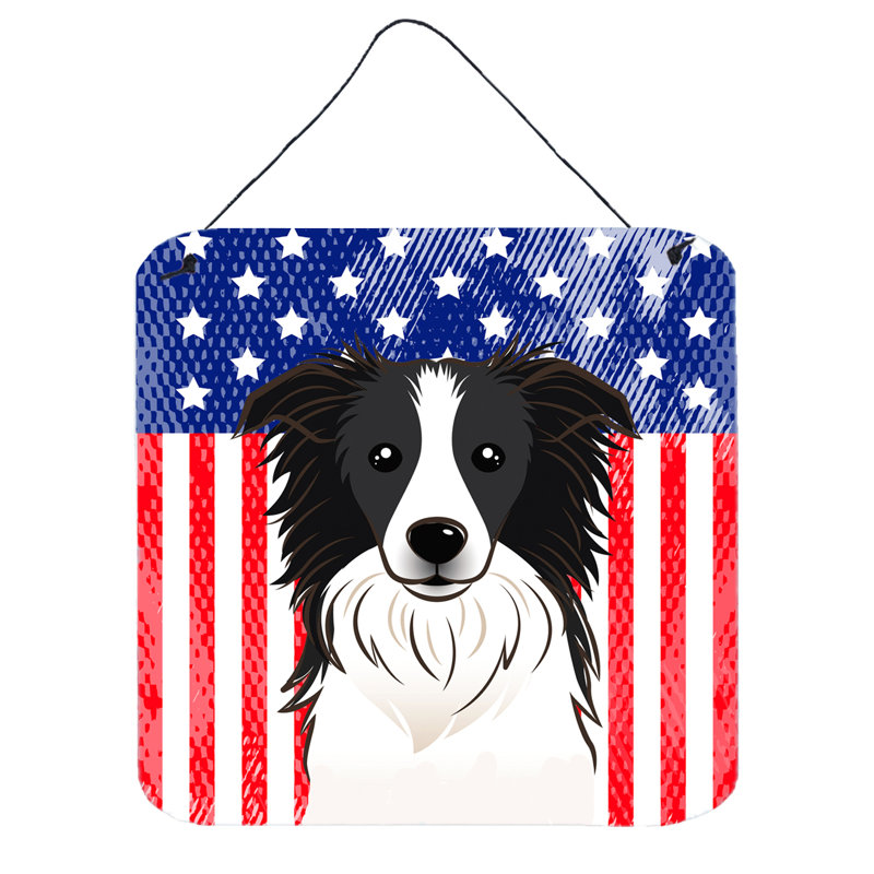 Décoration murale drapeau american, Border collie