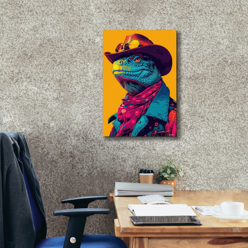 Toile épique «Western Iguana» par Momart, 18 po x 26 po