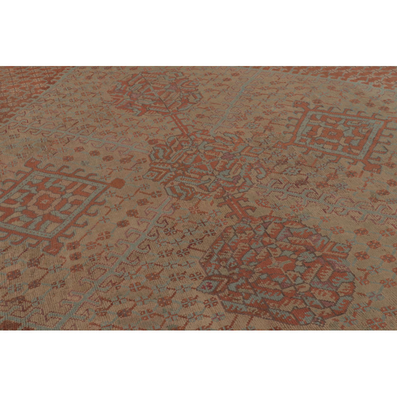 Antique Oversized Oushak Rug, Grand Medallion On Terracotta Field - Rug & Kilim