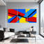 Ensemble de 3 tableaux muraux abstraits géométriques à blocs de couleur sur toile tendue-522145112