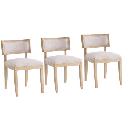 Chaise d'appoint rembourrée en tissu avec dossier incurvé entièrement assemblée (ensemble de 3)