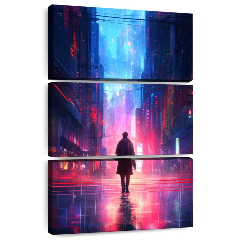 Siréci perdu dans le Cyberpunk de Siréci, H 57 po x l 36 po