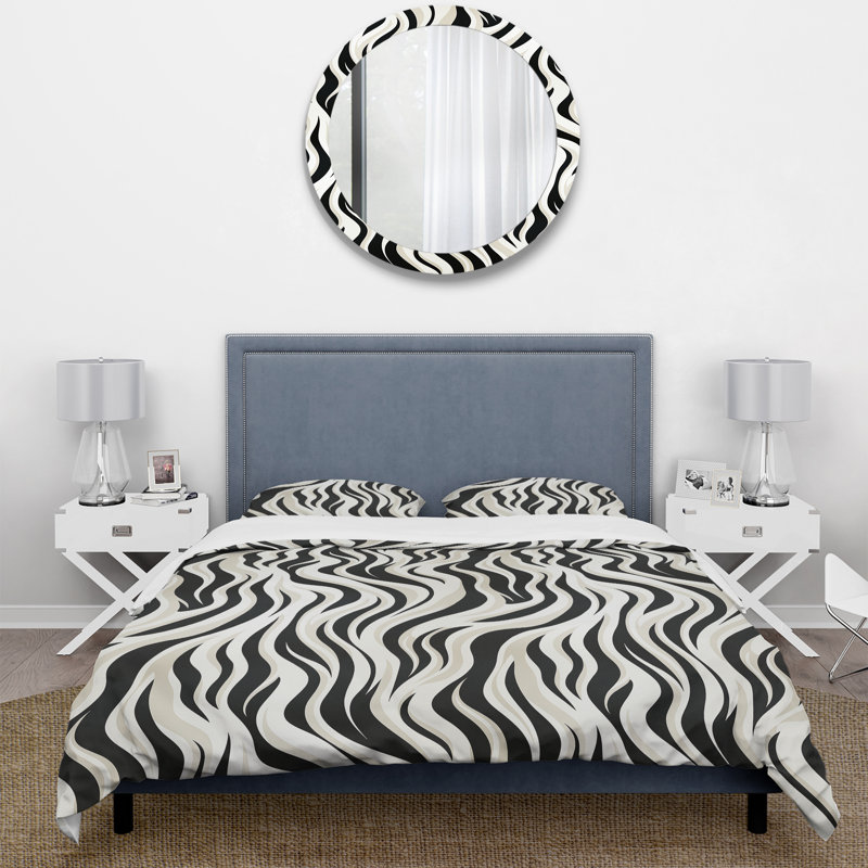 Literie à motif de zèbre noir, Housse de couette simple + 1 taie décorative stan