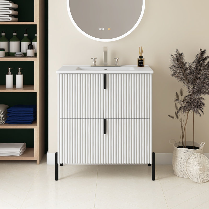 Meuble-lavabo 30 po avec lavabo en céramique, Blanc