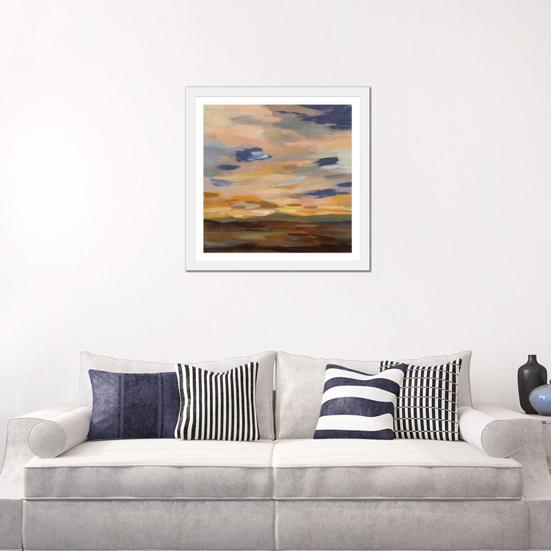 «High Desert Sky III Navy» par Silvia Vassileva - reproduction d'art, White Paper, Blanc, H 24 po x l 24 po x p 1 po