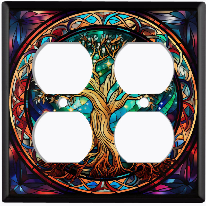 Christmas Festive Tree Lights 2 - Gang Toggle Light Switch Standard Wall Plate