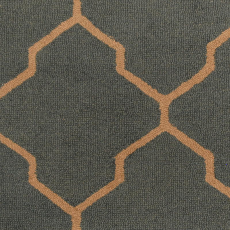 Tapis gris foncé / orange touffeté à la main