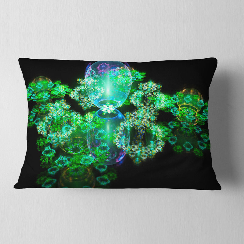 Gouttes d'eau sur miroir - coussin abstrait imprimé, vert