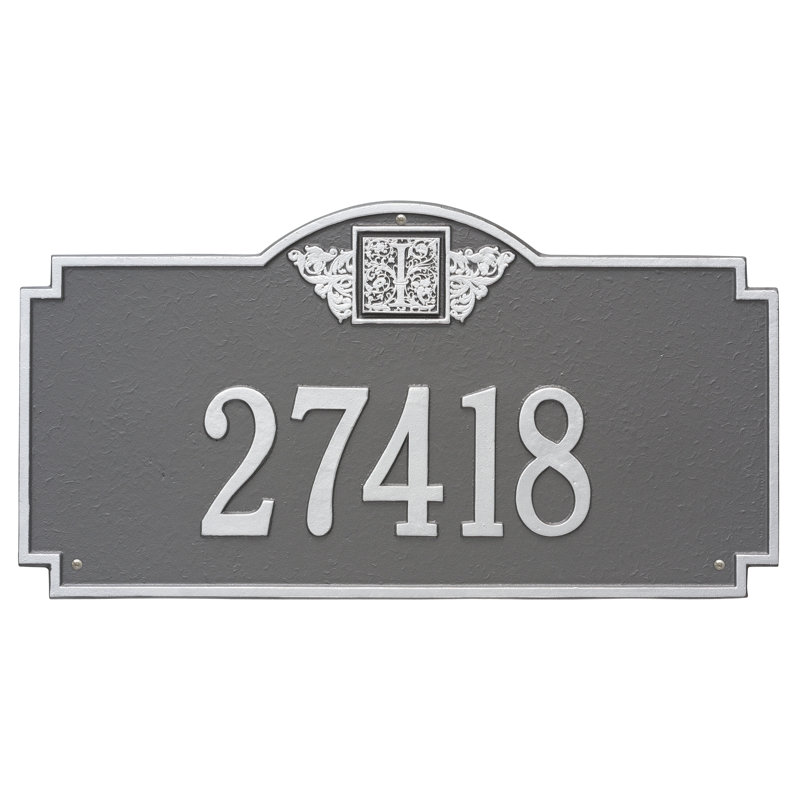 Plaque d'adresse murale monogramme à 1 ligne, Étain et argenté, Oui