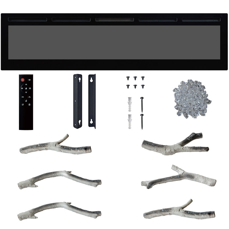 Smart Fireplace Wall Insert, WiFi & Alexa Voice Control, 3d LED Flames 12 Colours Recessed Wall Mount Dual Heat 750w/1500w App Remote
