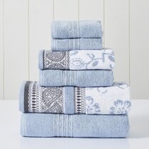 Blue Floral Initial Hand Towel