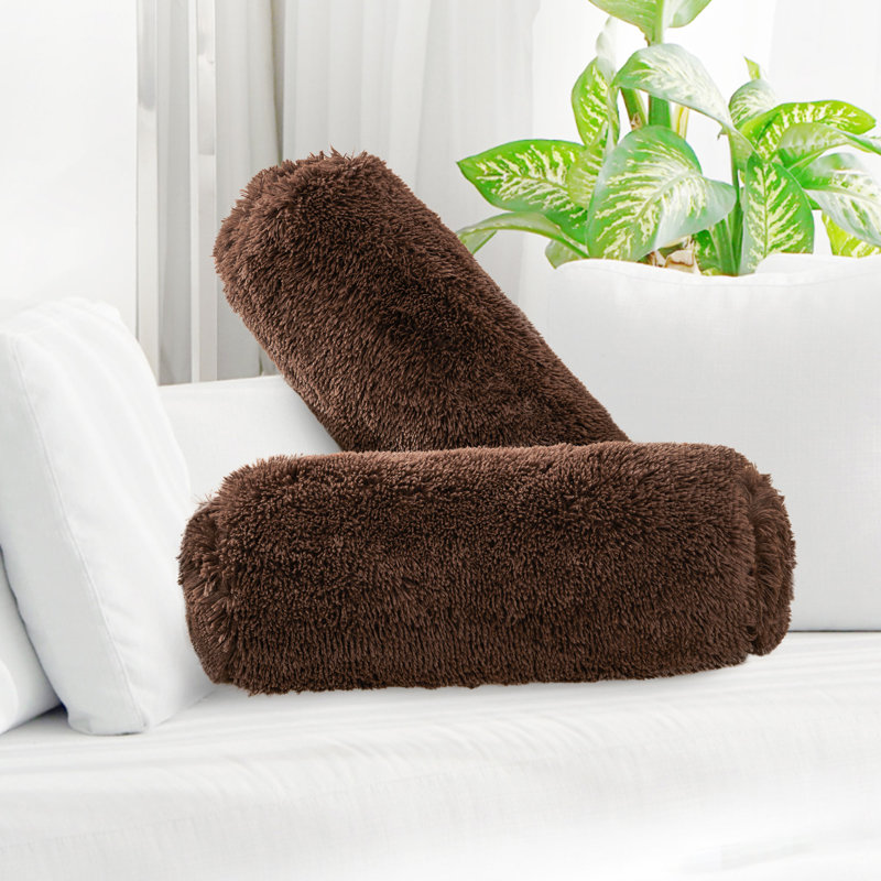 Faux Fur Reversible Throw Pillow, Brown